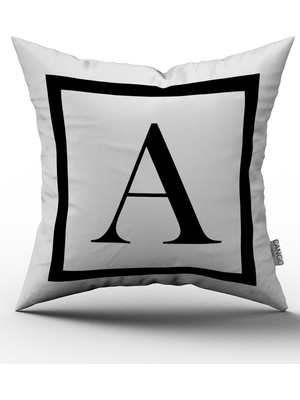 Cango Home Siyah Beyaz Harf Dijital Baskılı Kırlent Kılıfı - A