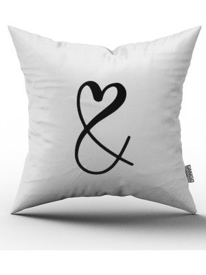 Cango Home & Işareti Dijital Baskılı Kırlent Kılıfı - Beyaz