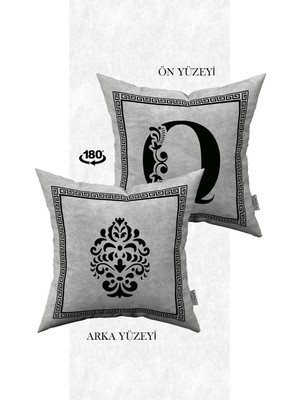 Cango Home Çift Taraflı Dijital Baskılı Harfli Kırlent Kılıfı - Harf Q