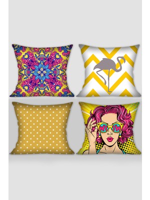 Cango Home 4'lü Kırlent Kılıfı Seti - 43X43 cm - 028