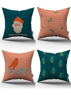 Cango Home Yılbaşı 4'lü Kırlent Kılıfı Seti - 43X43 cm - 055