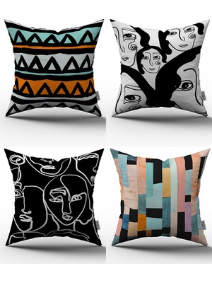 Cango Home 4'lü Kırlent Kılıfı Seti - 43X43 cm - 064