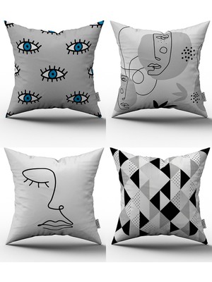 Cango Home 4'lü Kırlent Kılıfı Seti - 43X43 cm - 065