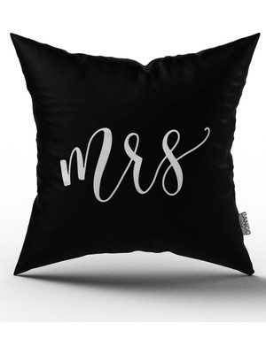 Cango Home Mrs. Kadın Dijital Baskılı Kırlent Yastık Kılıfı - Siyah