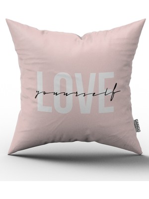 Cango Home Love Yourself Dijital Baskılı Kırlent Kılıfı