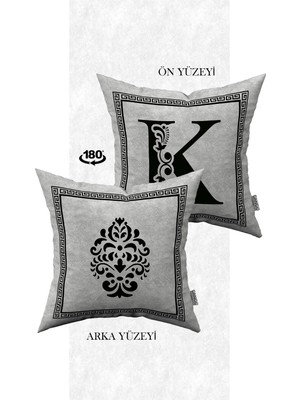 Cango Home Çift Taraflı Dijital Baskılı Harfli Kırlent Kılıfı - Harf K