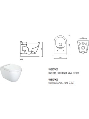 GÜRAL Uno Asma Klozet Kanalsız Beyaz Renk + Plastik Soft Kapak