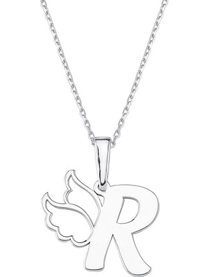 Altın Sepeti Gümüş R Harfi Melek Kanatlı Kolye G865KLR