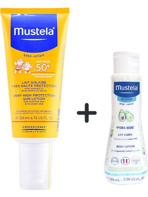 Mustela Spf 50+ Güneş Losyonu 200 ml + Mustela Hydra Bebe Body 100 ml