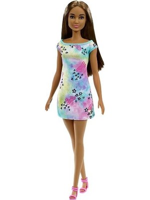Barbie Model Bebek Esmer Renkli Çiçek Desenli Elbise ile 3 Yaş ve Üzeri Kız Çocuklar İçin