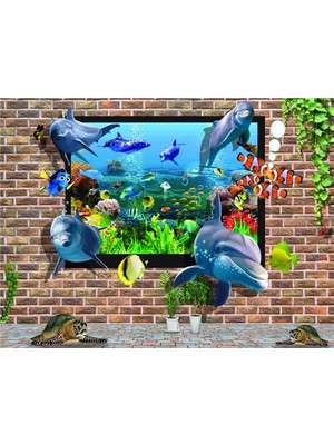 Eko Dekor 3D Akvaryum Çocuk Odası Duvar Kağıdı Vinil