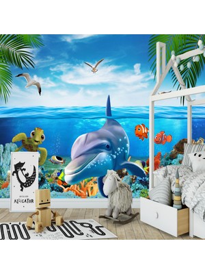 Eko Dekor 3D Akvaryum Çocuk Odası Duvar Kağıdı Vinil