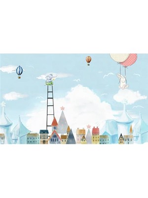 Eko Dekor 3D Çocuk Odası Duvar Kağıdı Gökyüzü ve Balonlar  Vinil