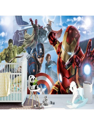 Eko Dekor Avengers Çocuk Odası Duvar Kağıdı  Kanvas Tek Parca