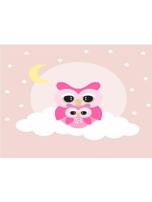 Eko Dekor Baykuş Ailesi Çocuk Odası Duvar Kağıdı  Kanvas Tek Parca