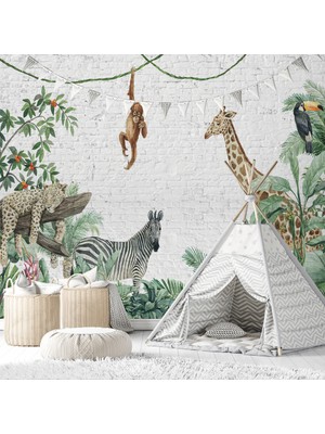 Eko Dekor Botanik Orman Sakinleri Çocuk Odası Duvar Kağıdı Vinil