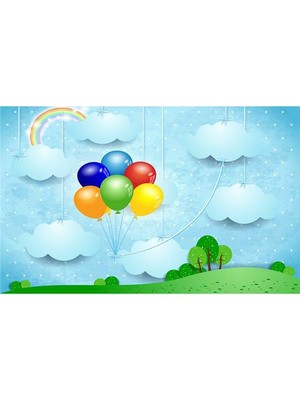 Eko Dekor Bulut Desenli Çocuk Odası Duvar Kağıdı  Kanvas Tek Parca