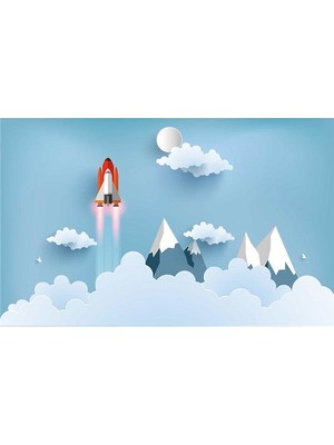 Eko Dekor Bulut Desenli Çocuk Odası Duvar Kağıdı  Kanvas Tek Parca