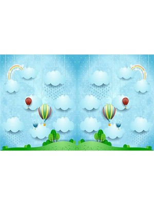 Eko Dekor Bulut Desenli Çocuk Odası Duvar Kağıdı  Kanvas Tek Parca
