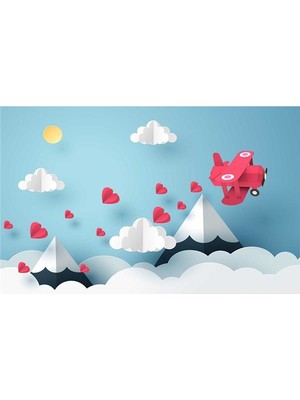 Eko Dekor Bulut Desenli Çocuk Odası Duvar Kağıdı  Kanvas Tek Parca