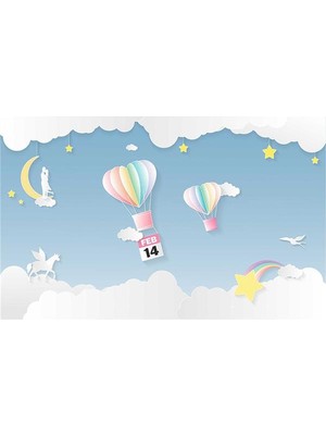 Eko Dekor Bulut Desenli Çocuk Odası Duvar Kağıdı  Kanvas Tek Parca