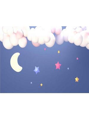 Eko Dekor Bulut ve Yıldızlar Çocuk Odası Duvar Kağıdı Vinil