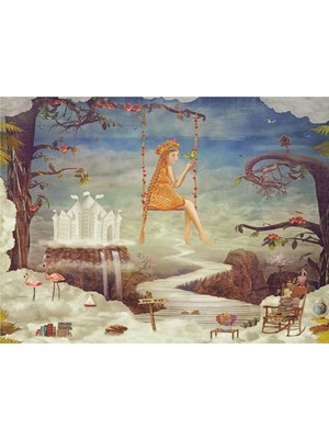 Eko Dekor Bulutlar Üzerinde Düşler Ülkesi Çocuk Odası Duvar Kağıdı  Kanvas Tek Parca