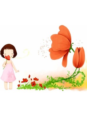 Eko Dekor Cute Girl Çocuk Odası Duvar Kağıdı  Kanvas Tek Parca