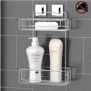 Yapışkanlı Iki Katlı Krom Banyo Rafı EF256