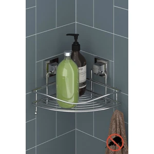 Yapışkanlı Askılı Tek Katlı Banyo Köşe Rafı Krom EF250