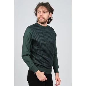 Erkek Bisiklet Yaka Desenli Yün Kazak 4537043 Yeşil