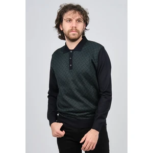 Erkek Polo Yaka Desenli Yün Kazak 4537134 Lacivert