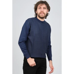 Erkek Bisiklet Yaka Desenli Yün Kazak 4537063 Lacivert