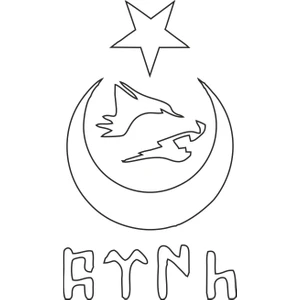 Sticker Atölyesi Göktürk Kurt Ay Yıldız Sticker - 15109