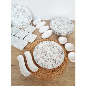 Flowers Mat Beyaz Kahvaltı Takımı 27 Parça 6 Kişilik
