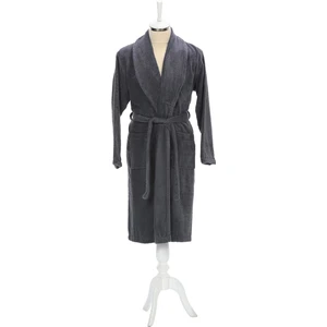 Bornoz Tekli Trendy Şalyaka Koyu Gri Xl