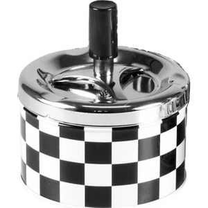 Bas-Çevir Metal Hazneli Siyah Beyaz Damalı 9 cm