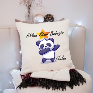 Kişiye Özel Hediye Isimli Panda Baskılı Yastık Kılıfı 2094
