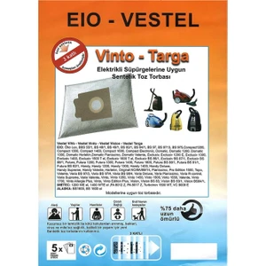 Vinto-Targa Elektrikli Süpürge Sentetik Toz Torbası 5,li  Paket