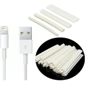 Daralan Makaron Iphone Şarj Kablo Ucu Koruyucu 6.4 mm 10 Adet 5 cm Beyaz