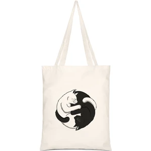 Çınar Bez Çanta Ying Yang Kediler Baskılı Bez Çanta