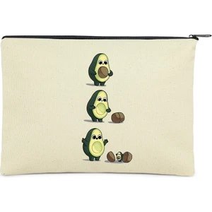 Çınar Bez Çanta Clutch Avokado ve Yavrusu Kanvas Makyaj Çantası