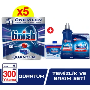 Quantum 300 Tablet Bulaşık Makinesi Deterjanı 60X5+ Finish Temizlik ve Bakım Seti