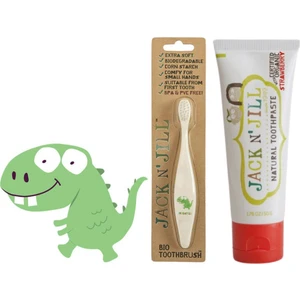 Jack N' Jill Bebek Diş Seti (Dino Diş Fırçası + Çilek Aromalı Diş Macunu)