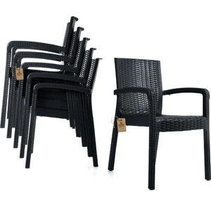 Rattan Sandalye Kollu Koltuk 6 Kişilik Sandalye Seti Bahçe Balkon Teras Sandalyesi