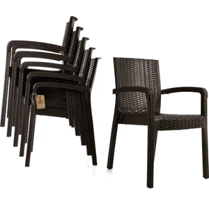 Rattan Sandalye Takımı 6 Kişilik Takım Bahçe Balkon Teras Takımı Kahverengi