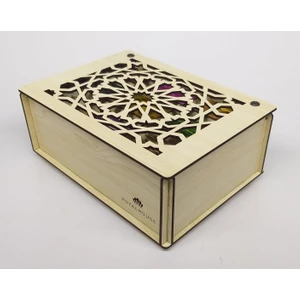 Ahşap Lazer Kesim Çay Kutusu, Teabox, 9 Bölme, 9 Çeşit Bitki Çayı