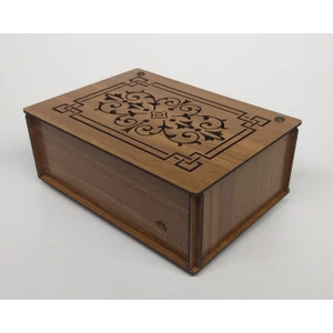 Ahşap Lazer Kesim Çay Kutusu, Teabox, 9 Bölme,  Çeşitli Bitki Çayı