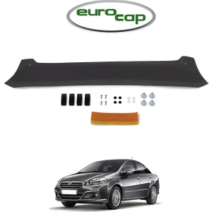 Eurocap Fiat Linea Ön Kaput Koruma Rüzgarlığı 3mm Akrilik (Abs) Parlak Siyah Deflektör 2007-2018