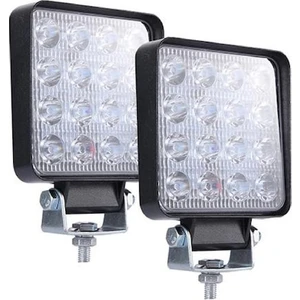Off Road Sis Farı, 16 LED Kare Çalışma Lambası 2 Adet 12-24V, 48W